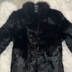 Elegant Black Rabbit Fur Jacket